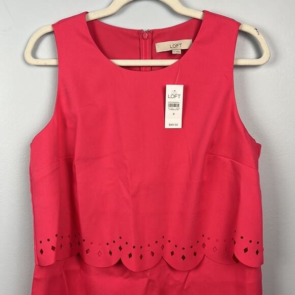 Loft NWT pink sleeveless scalloped dress with cutouts size 8 - Picture 2 of 9